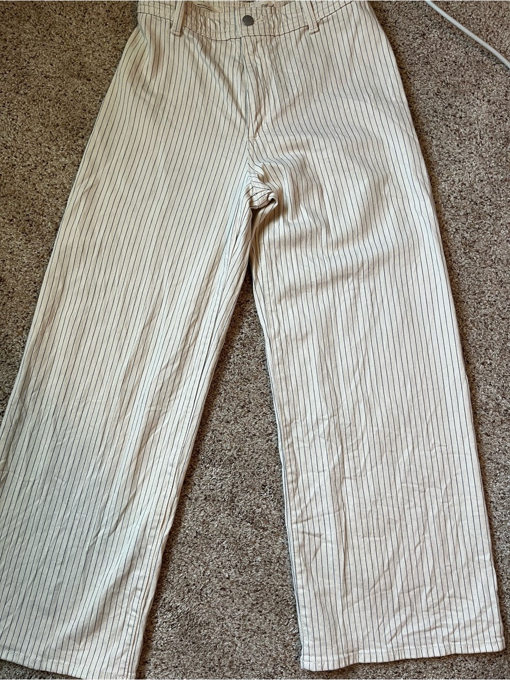 Universal Thread Cream Pinstripe Sailor Wide-Leg Pants